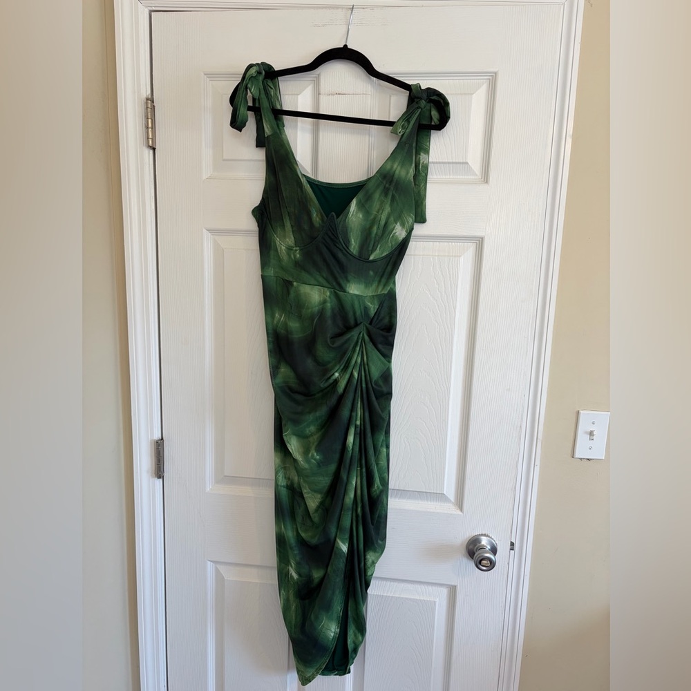 SHEIN One Shoulder Green Dress